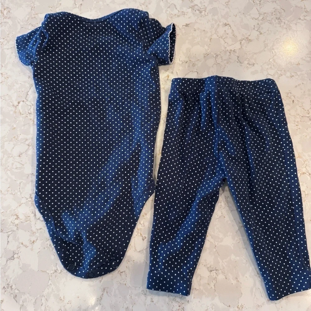 3-6M Carter’s - Blue Polka Dot Baby Outfit - Picture 2 of 9